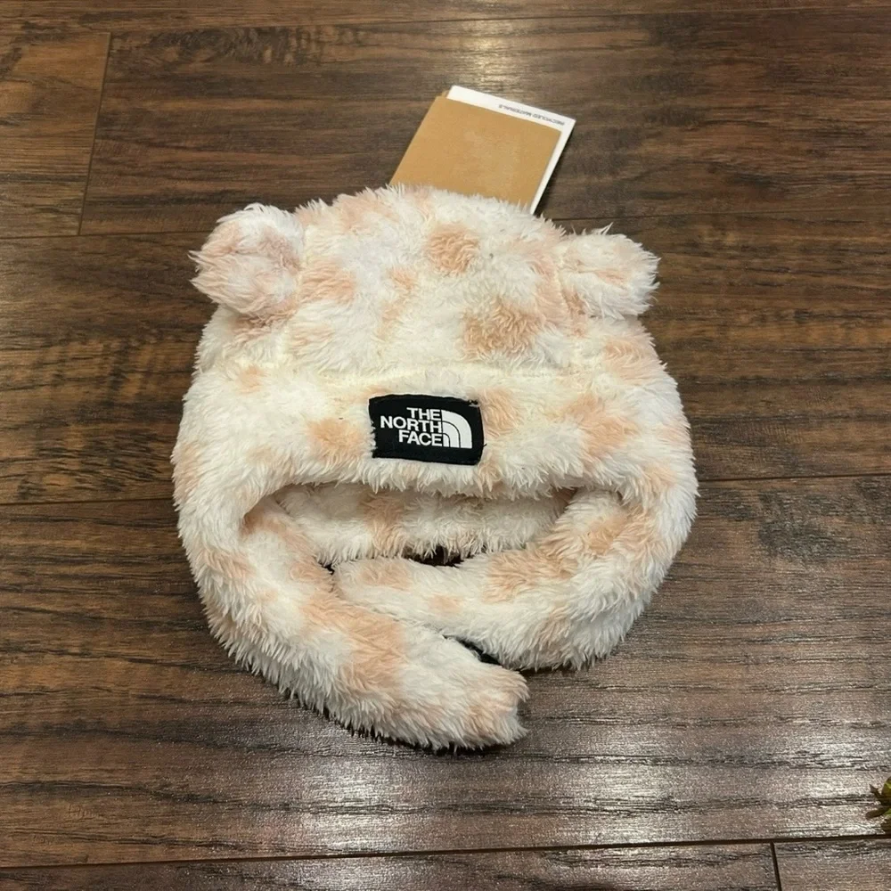 NWT THE NORTH FACE INFANT BABY Bear Suave Oso Mitt and Hat Set Pink Cream 0-6M